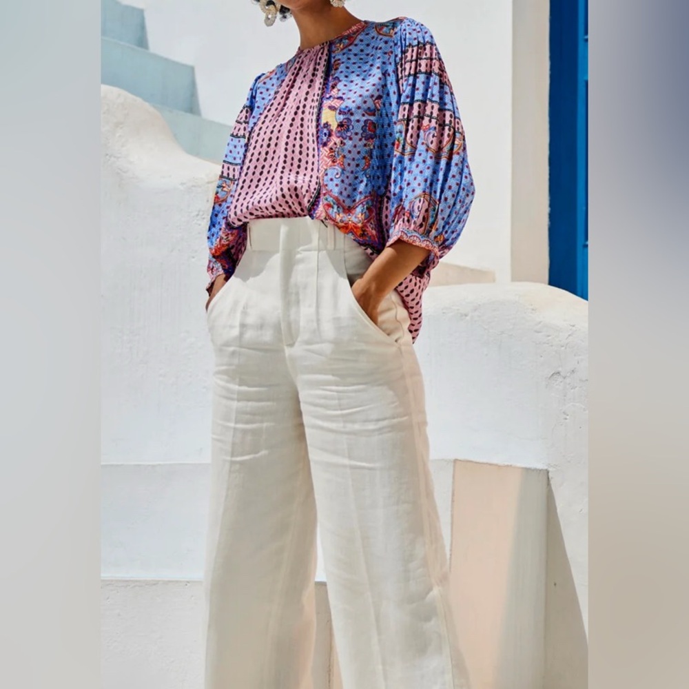 BHANUNI by JYOTI Emilia Beaded Peasant Blouse Shirt Boho Current $176 Current - Picture 2 of 16